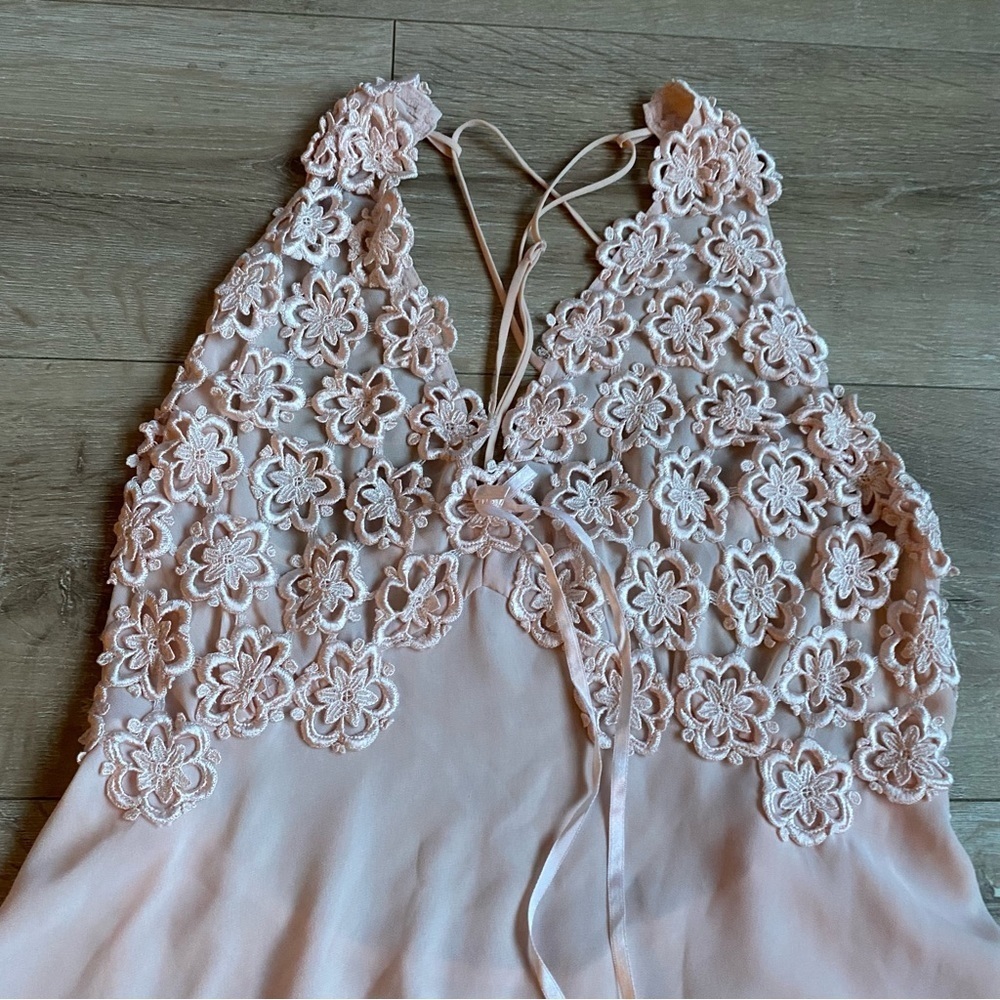 Vintage LaSenza lingerie negligee babydoll top crocheted floral for Spendida - Picture 5 of 9